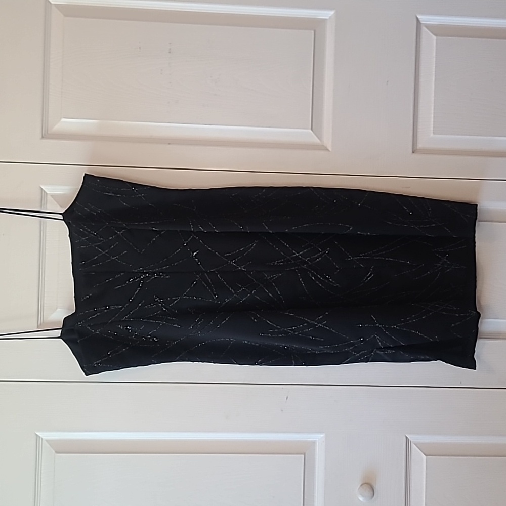Geometrie vintage black beaded formal dress with spaghetti straps womens size 12 - Picture 2 of 6